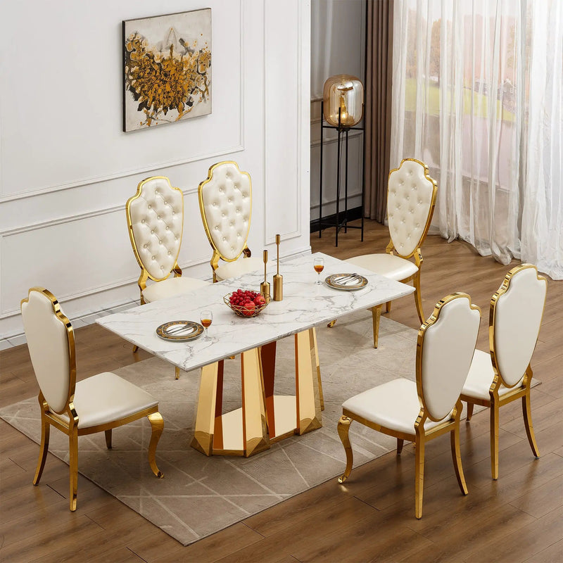 70'' Faux Marble Dining Table for 6 People by HouseOfZazla