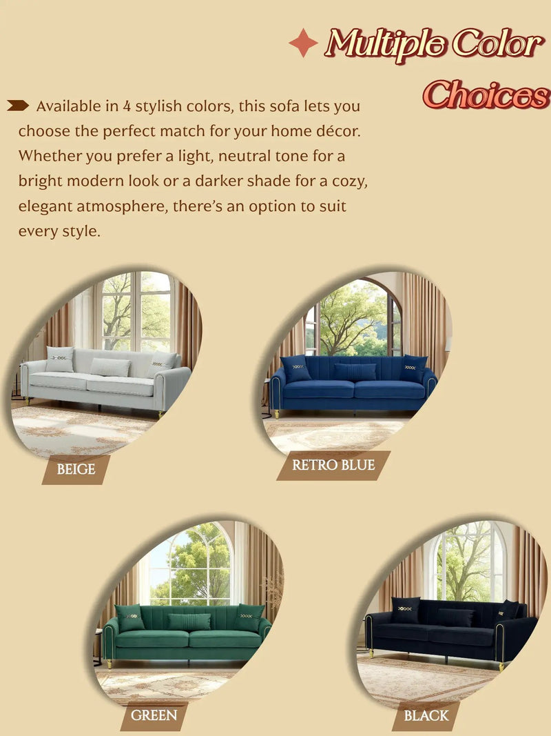 Contemporary Upholstered Sofa Couch - 87.4 Inches by HouseOfZazla