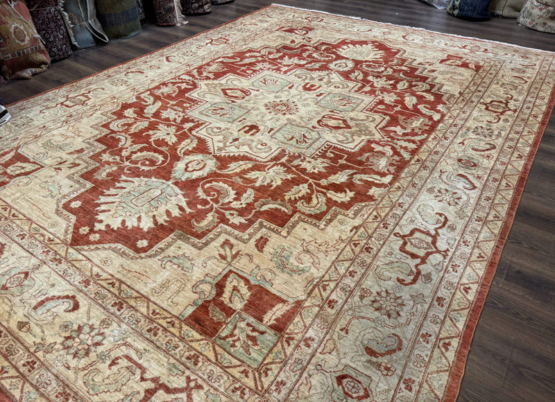 Turkish Heriz Serapi Rug 9x13, Geometric Medallion by Jewel Rugs