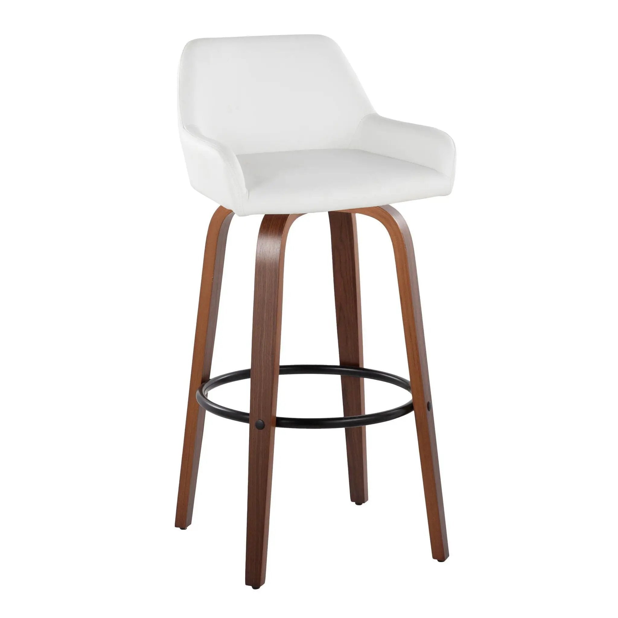 Daniella - Contemporary Fixed Height, Barstool & Swivel And Round Footrest (Set of 2) by HouseOfZazla