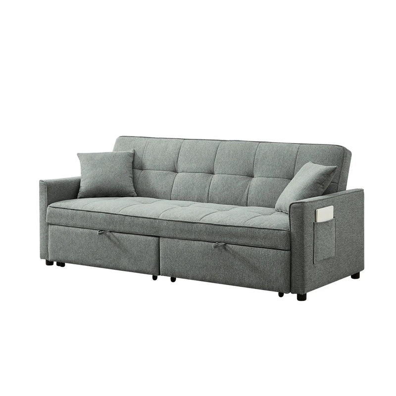 3 In 1 Convertible Sleeper Sofa Bed, Reclining Backrest, Pillows, Pockets by HouseOfZazla
