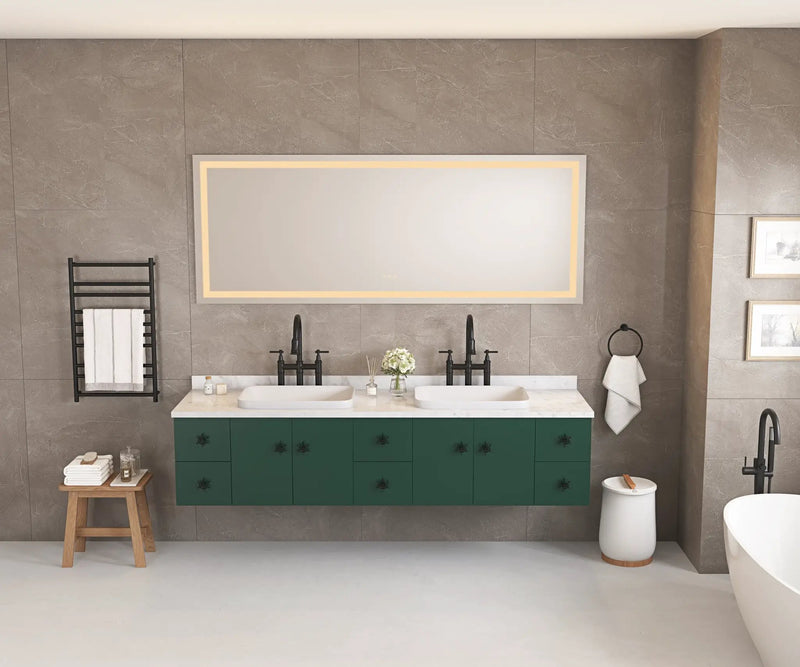 96" x 36" LED Bathroom Mirror with Front and Backlight by HouseOfZazla