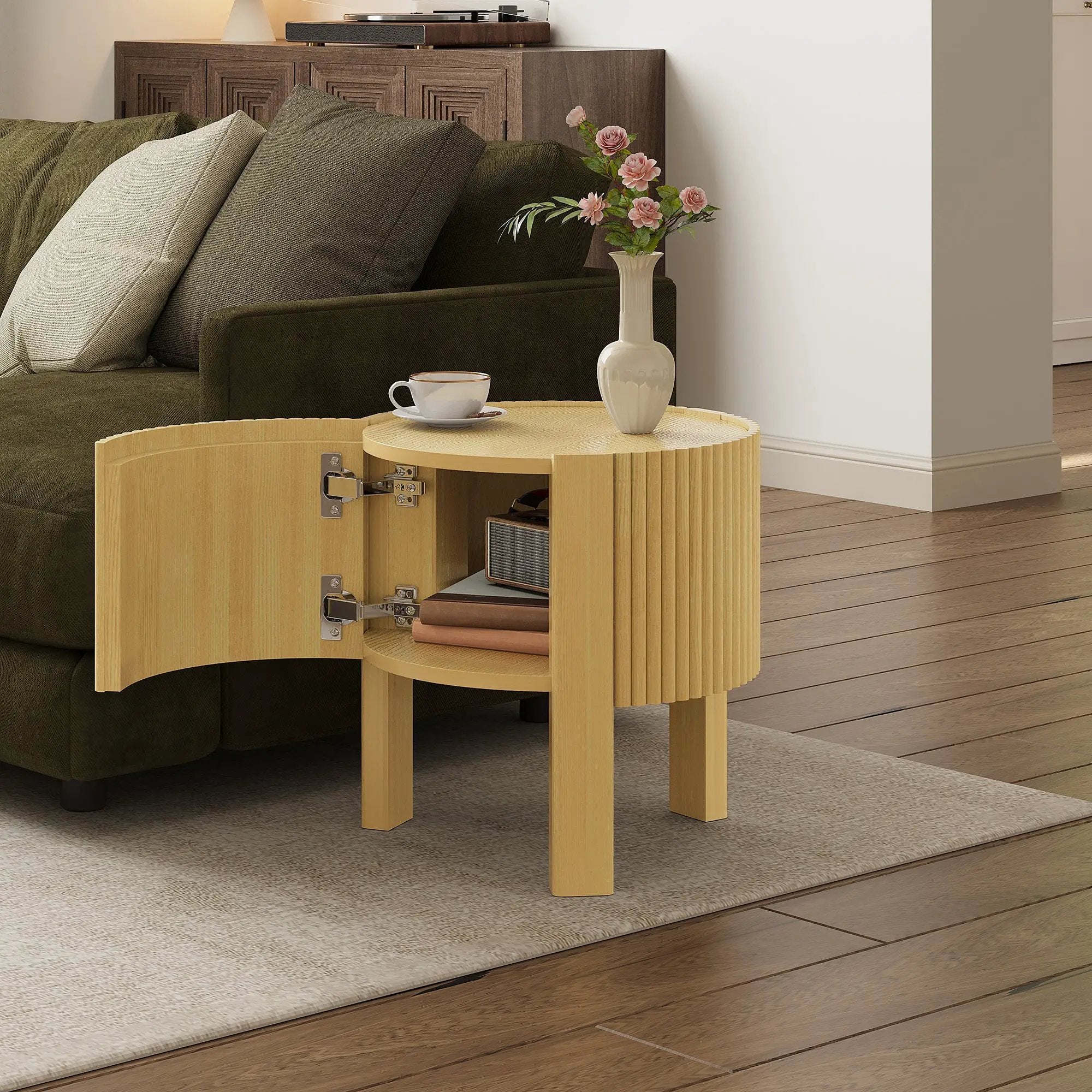 Round Fluted Side Table with Storage by HouseOfZazla