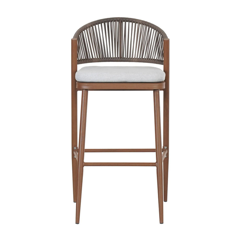 Outdoor Bar Height Metal Frame Counter Stools with Scallop-Shaped Backrest & Water-Resistant Cushions by HouseOfZazla