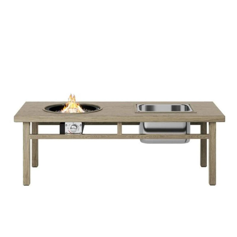 3 In 1 Outdoor Propane Fire Pit Table 50, 000 BTU With Ice Bucket - Beige by HouseOfZazla