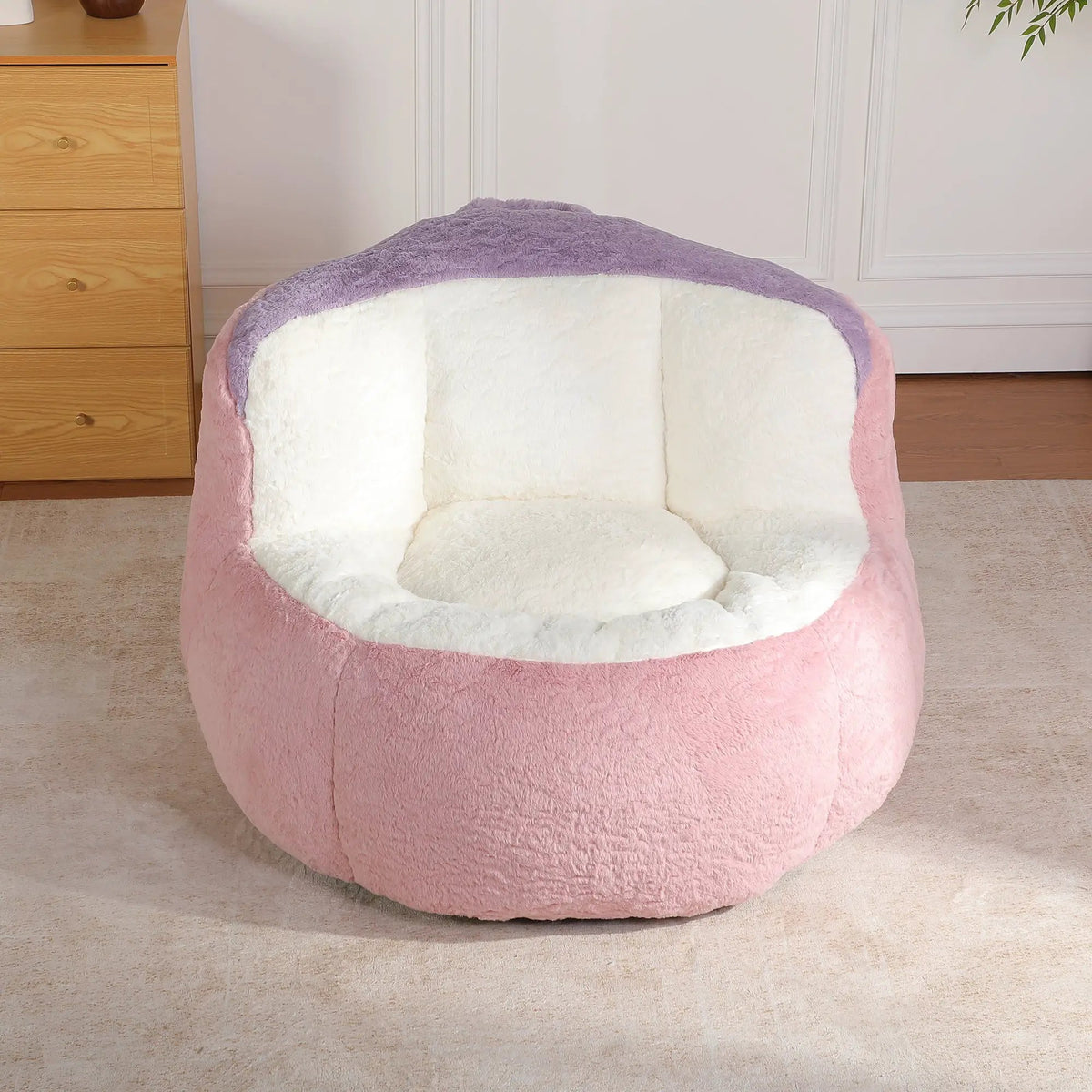Oversized Multicolor Faux Fur Bean Bag Chair by HouseOfZazla