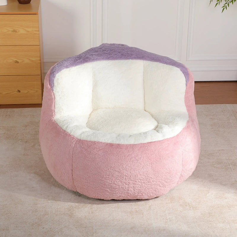 Oversized Multicolor Faux Fur Bean Bag Chair by HouseOfZazla