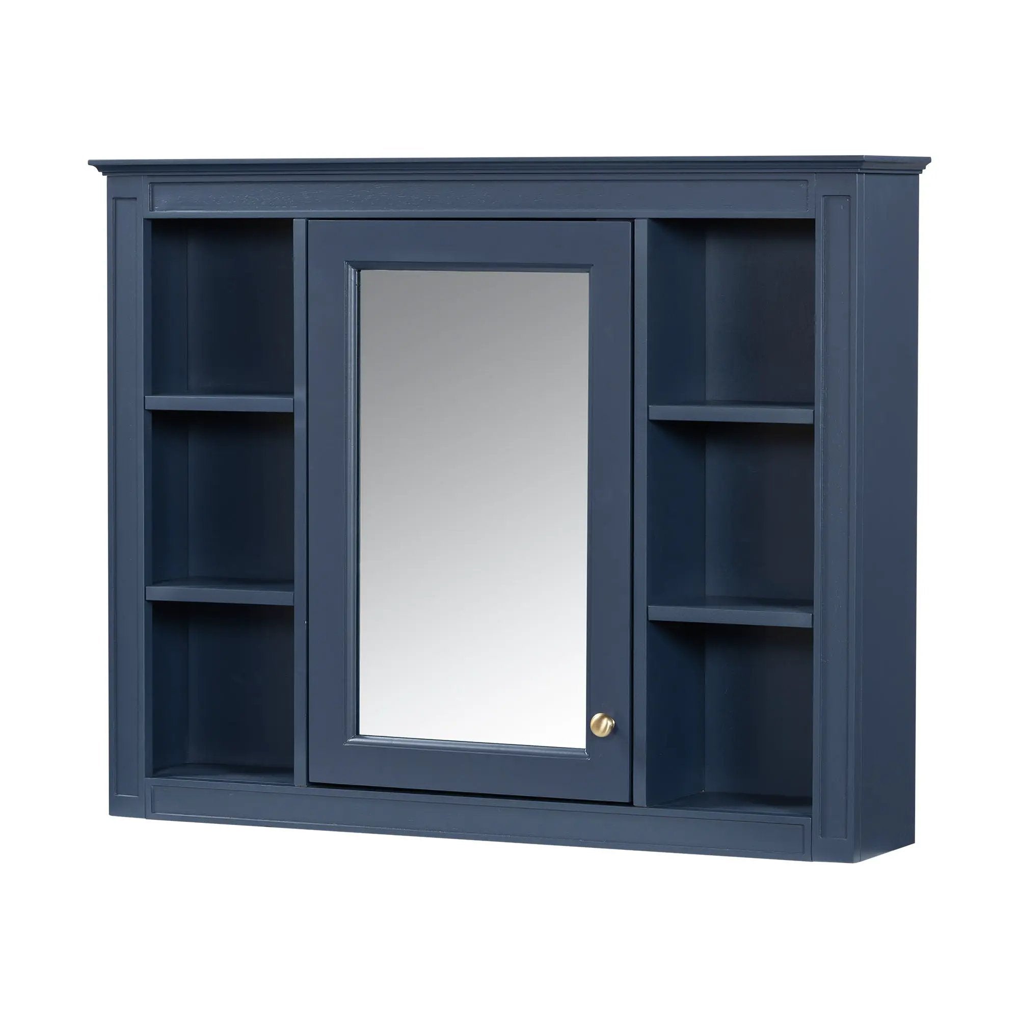 Wall Mounted Medicine Cabinet With Mirror, Storage Cabinet Featuring 6 Open Shelves And Adjustable Interior by HouseOfZazla