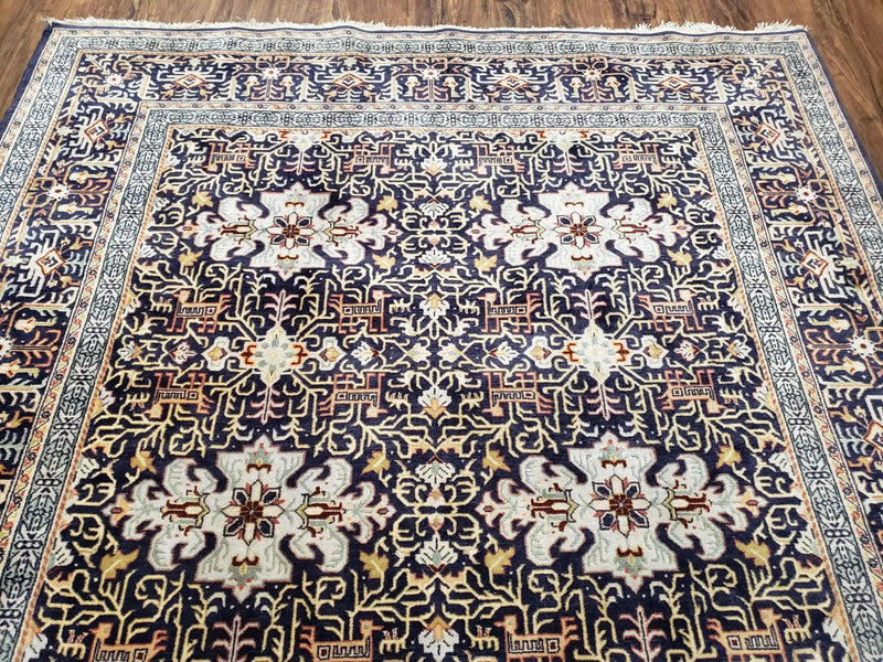 Navy Blue Persian Kashan Rug, Hand-Knotted, Wool, 4' 8" x 7' 4", Pair B by Jewel Rugs