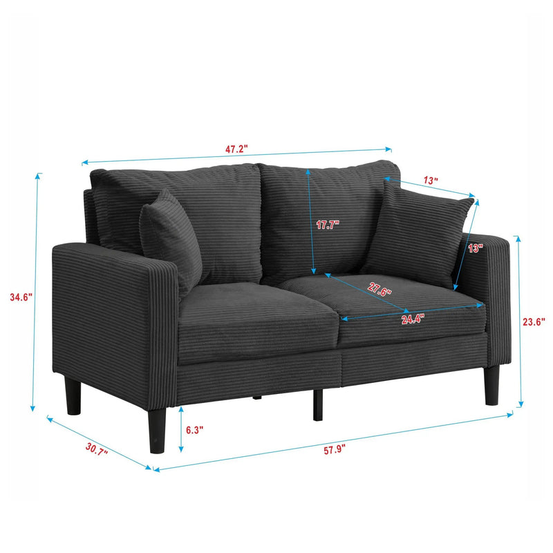 Modern Upholstered Loveseat Sofa, High Resilience by HouseOfZazla