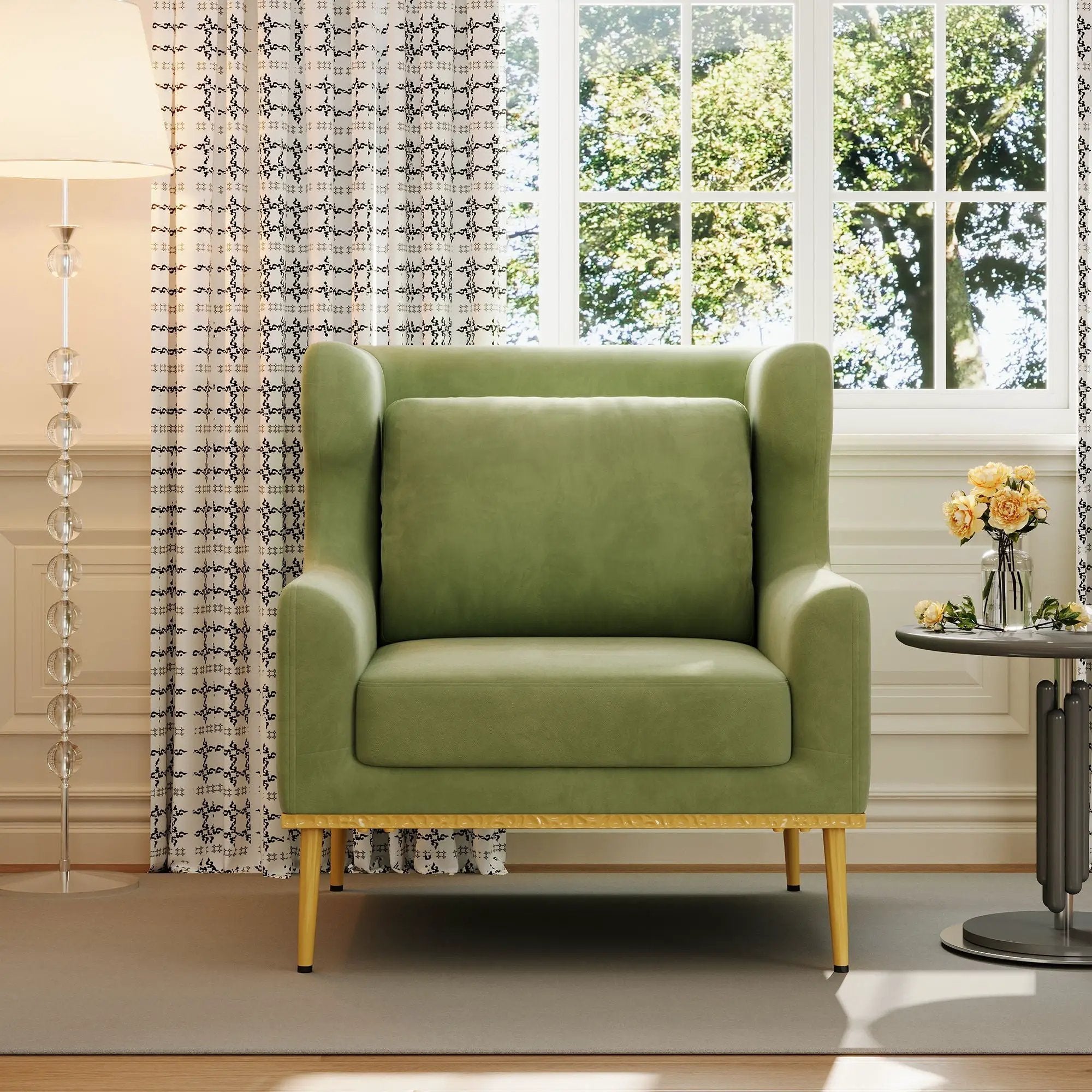 Elegant Curved Armrest Accent Armchair by HouseOfZazla