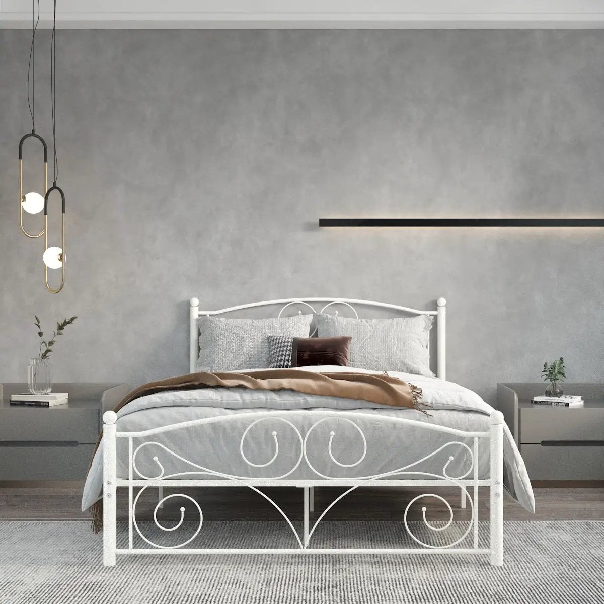 Unique Flower Sturdy System Metal Bed Frame With Headboard And Footboard by Unique Piece Furniture