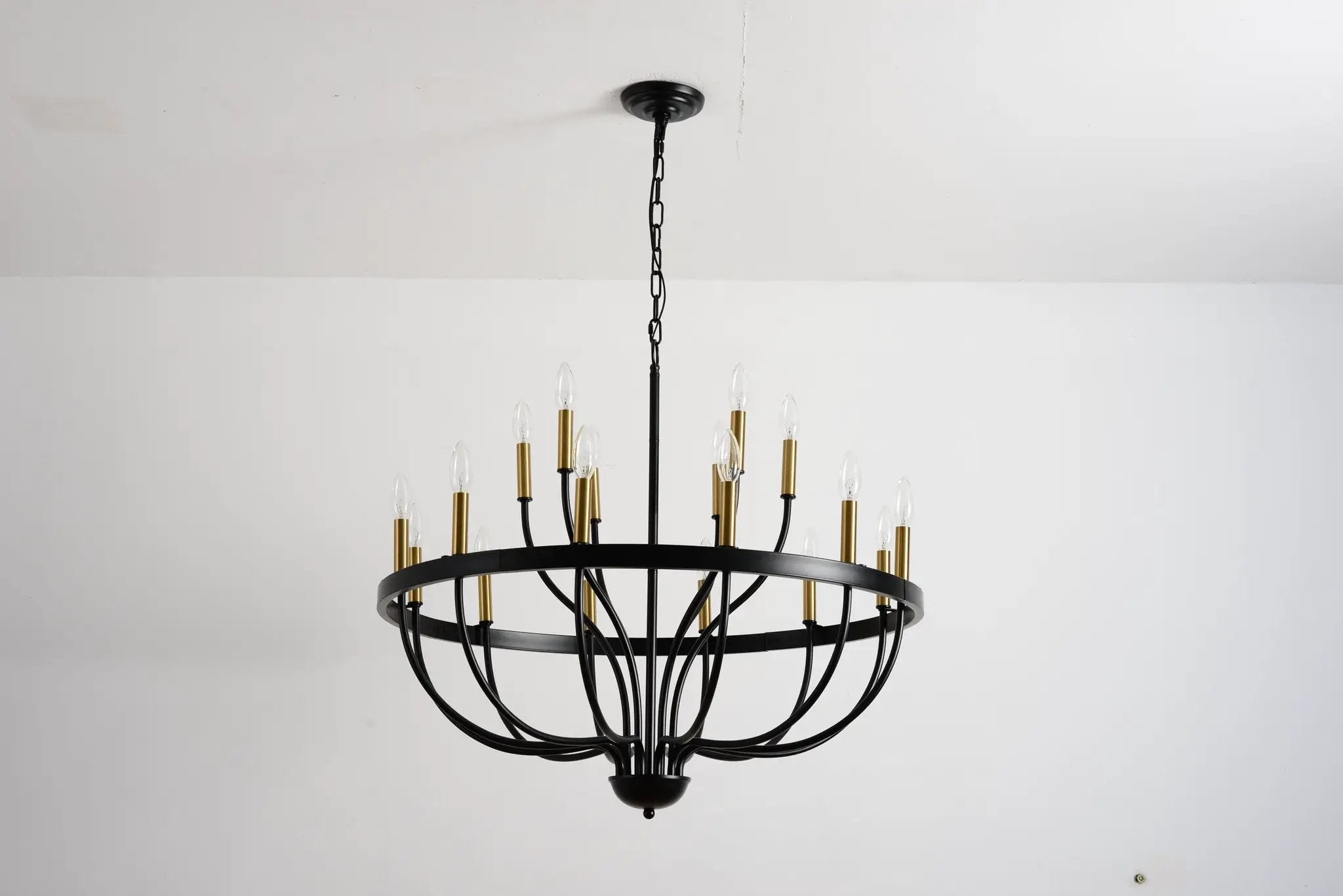 15-Light Industrial Iron Candle Chandelier Modern Farmhouse Pendant Light by HouseOfZazla