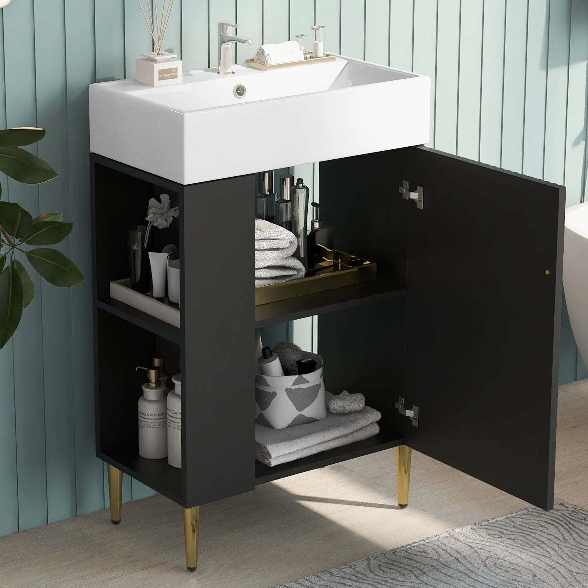 Bathroom Vanity, Combo Cabinet, Bathroom Storage Cabinet, Single Ceramic Sink by HouseOfZazla