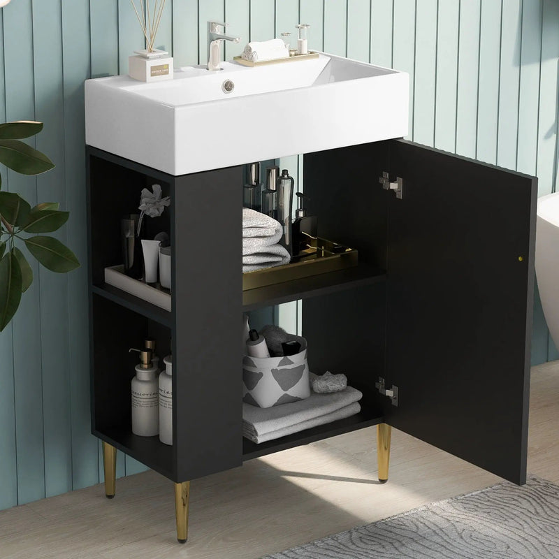 Bathroom Vanity, Combo Cabinet, Bathroom Storage Cabinet, Single Ceramic Sink by HouseOfZazla