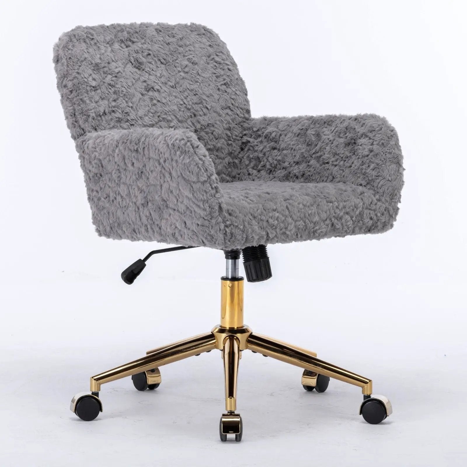 Office Chair, Artificial Rabbit Hair Home Office Chair With Metal Base, Adjustable Desk Chair Swivel Office Chair, Vanity Chair by HouseOfZazla