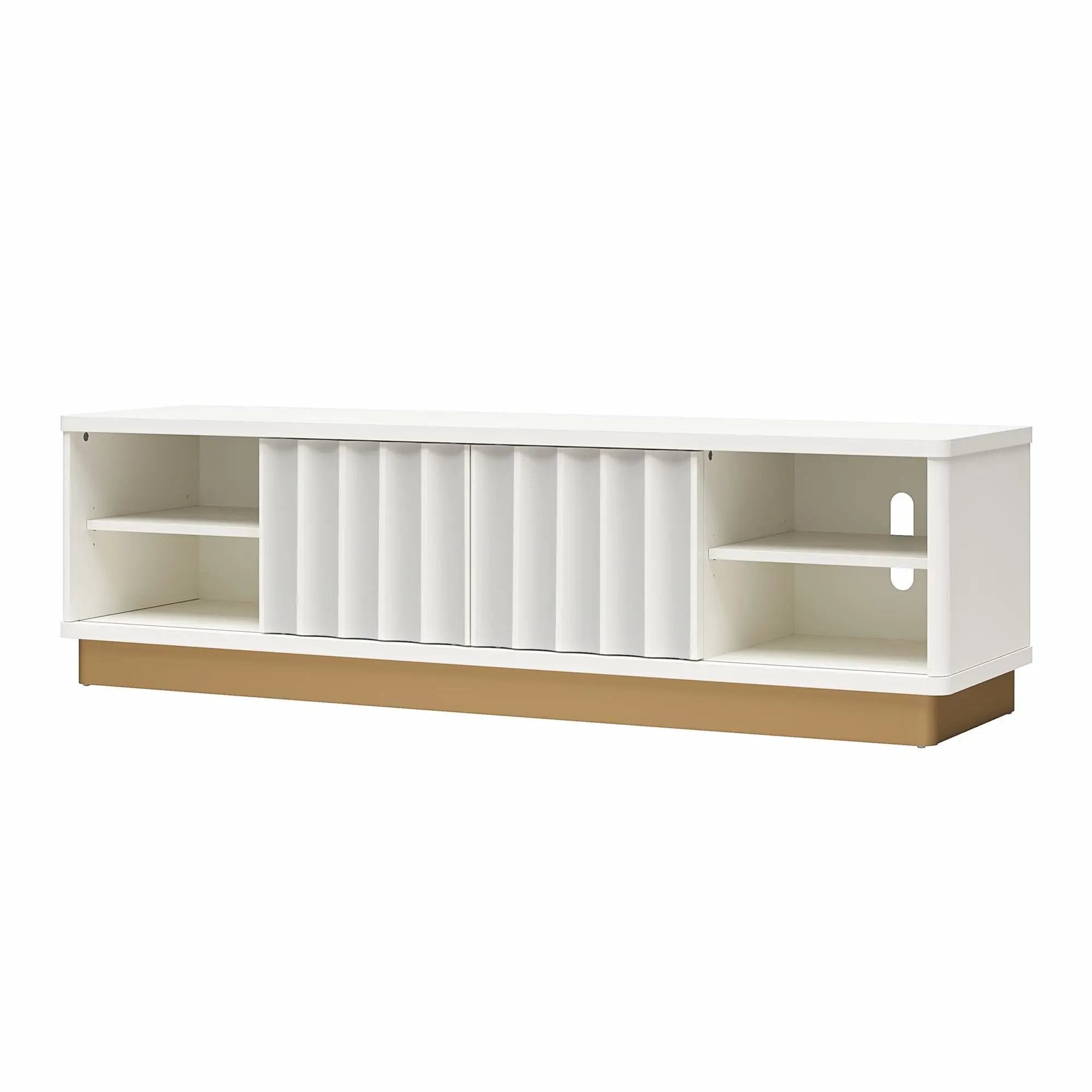 Rene - Scalloped TV Stand For TVs Up To 65" - White by HouseOfZazla