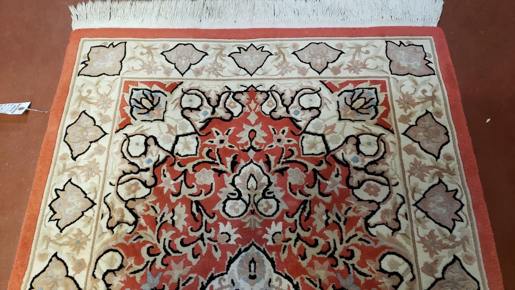 3x5 Red Chinese Plush Rug, Hand Knotted Soft Wool Carpet, Medallion Rug, Fine Vintage Rug, 120 Line, Small Area Rug by Jewel Rugs