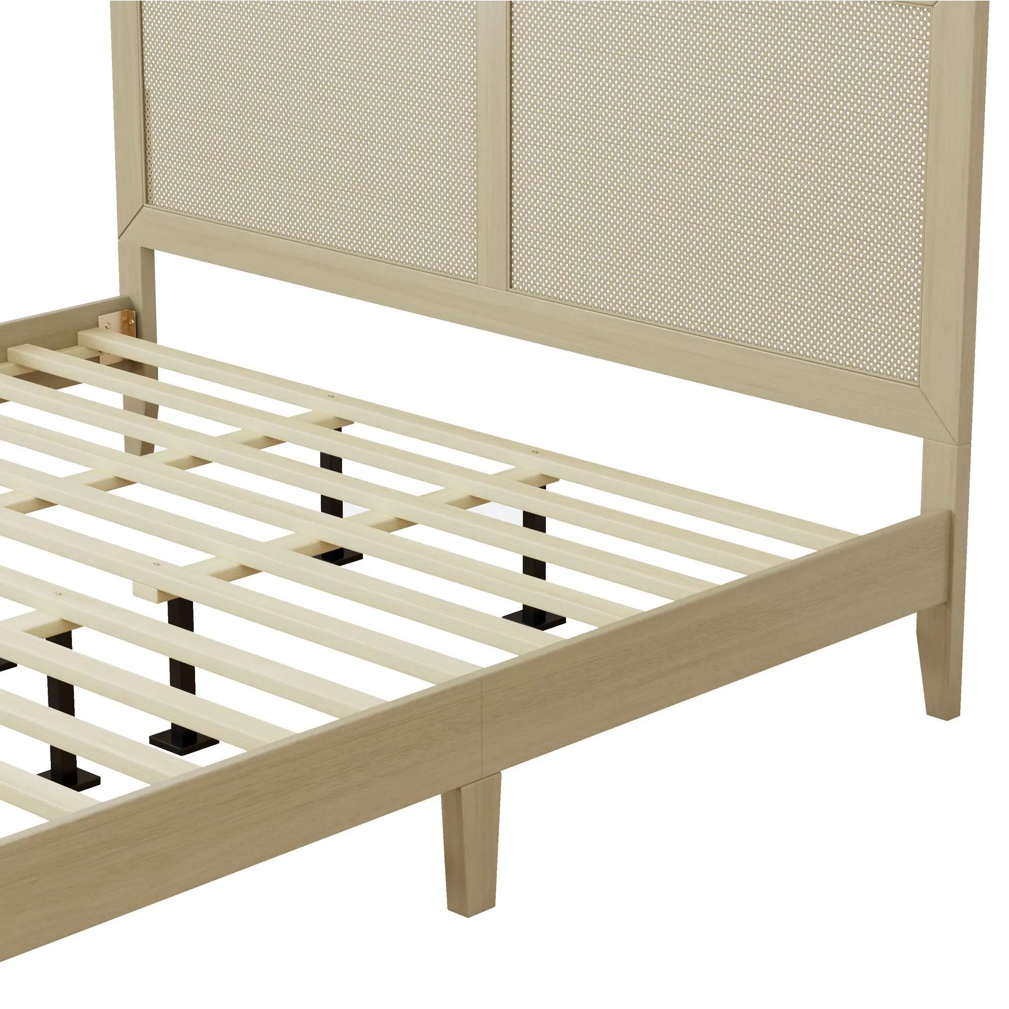 Solid Wood Platform King Bed With Rattan by HouseOfZazla