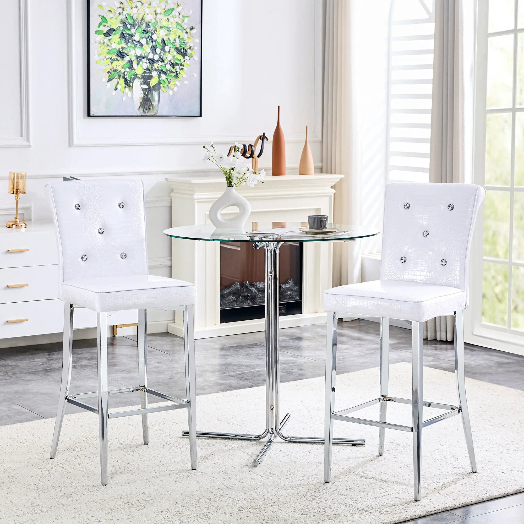 Bar Chairs & Crystal Clasp Design (Set of 2) by Unique Piece Furniture
