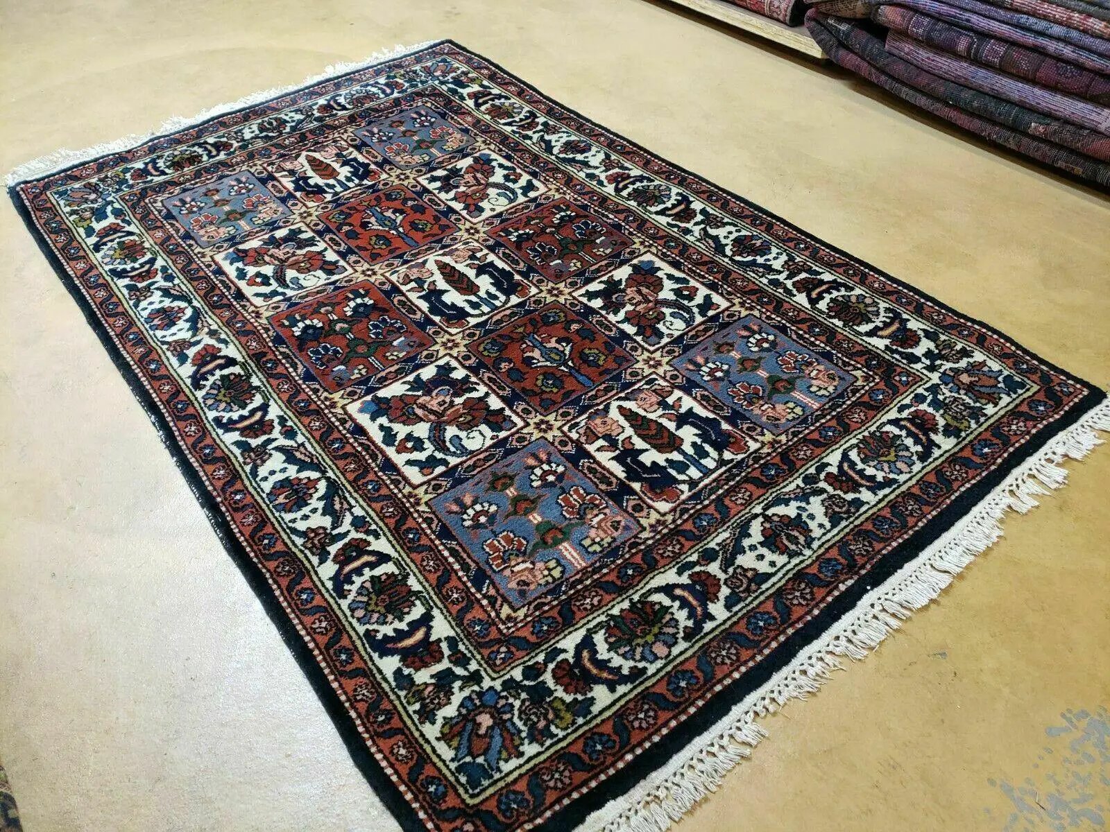 4' X 6' Vintage Handmade Indian Panel Design Wool Rug Veg Dyes by Jewel Rugs