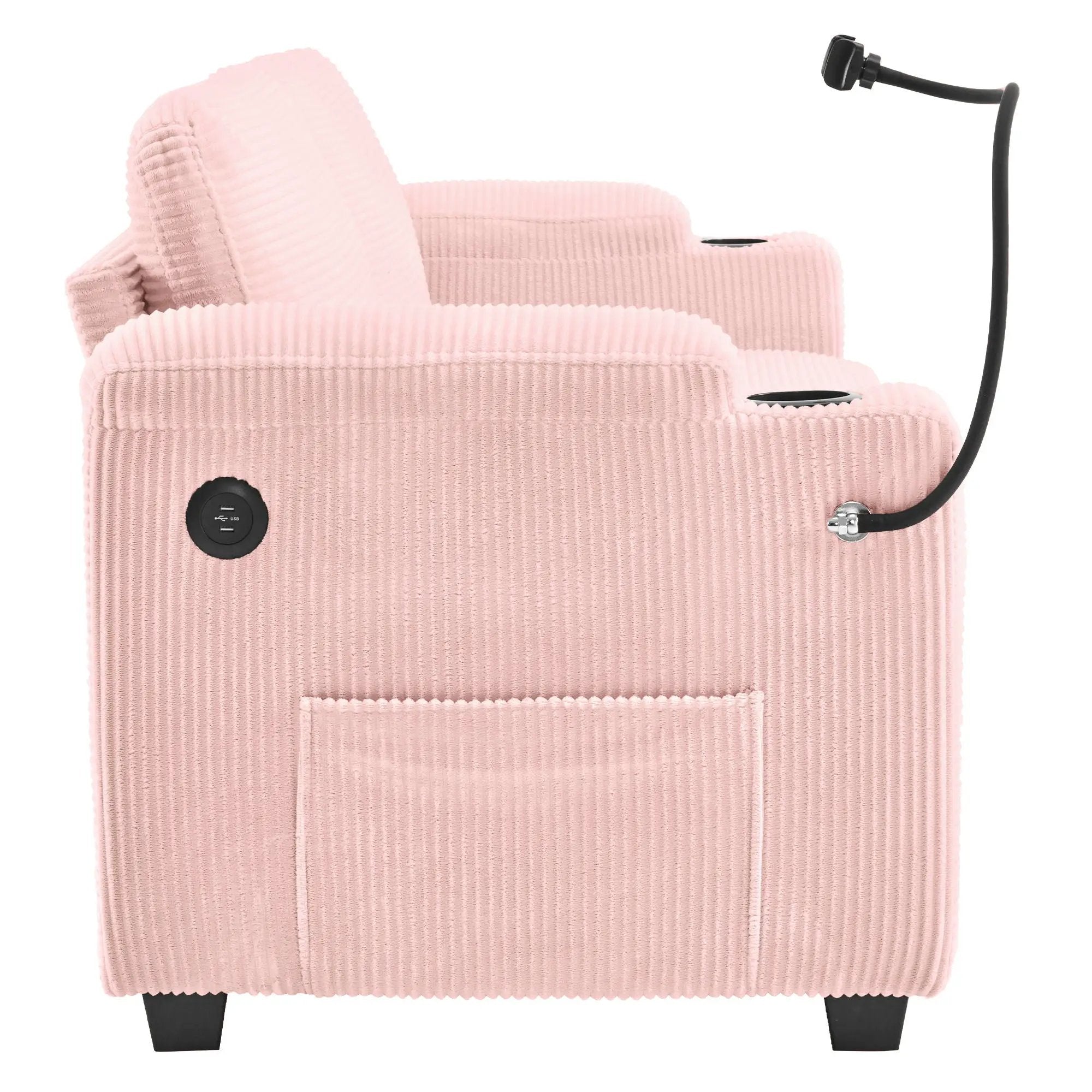 Sleeper Sofa Loveseat Sofa With Full Size Mattress, 2 USB Ports, 2 Cup Holders, 2 Side Pockets And Phone Holder by HouseOfZazla