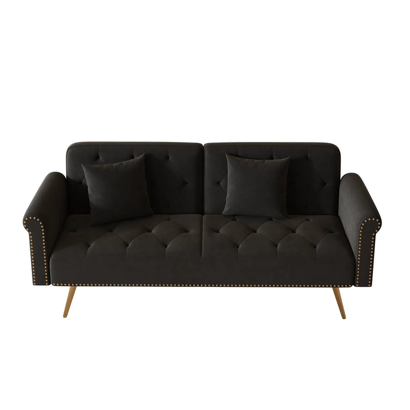 Luxurious Sofa Bed With Nail Head Trim And Matching Pillow by Unique Piece Furniture