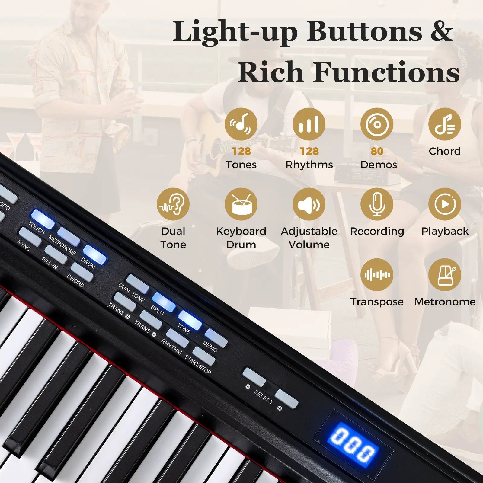 88-Key Electric Piano Keyboard with Adjustable Stand and Portable Bag by DirectDeals