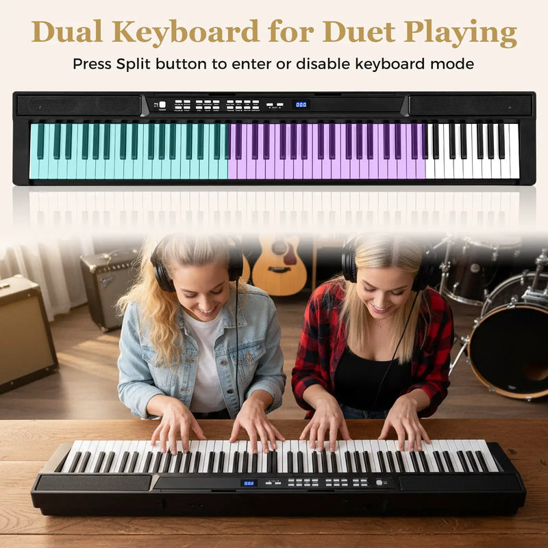 88-Key Electric Piano Keyboard with Adjustable Stand and Portable Bag by DirectDeals