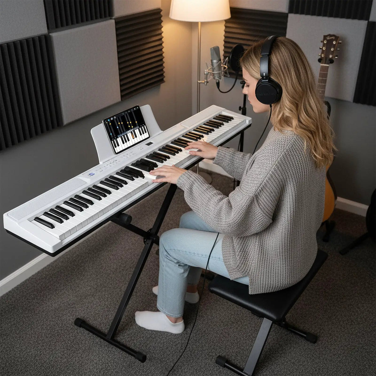 88-Key Electric Piano Keyboard with Adjustable Stand and Portable Bag, photo 2 of 16