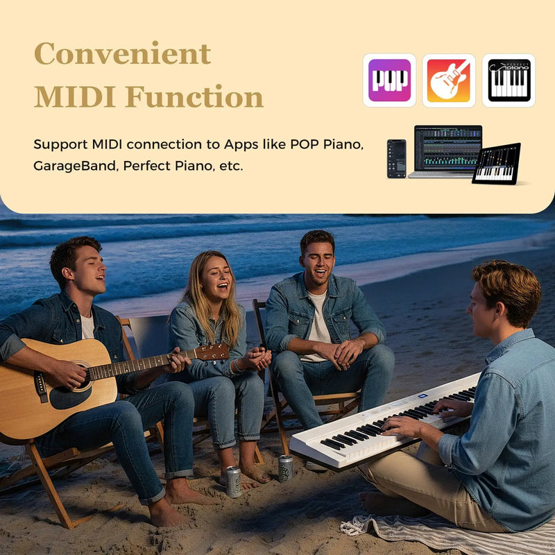 88-Key Electric Piano Keyboard with Adjustable Stand and Portable Bag by DirectDeals