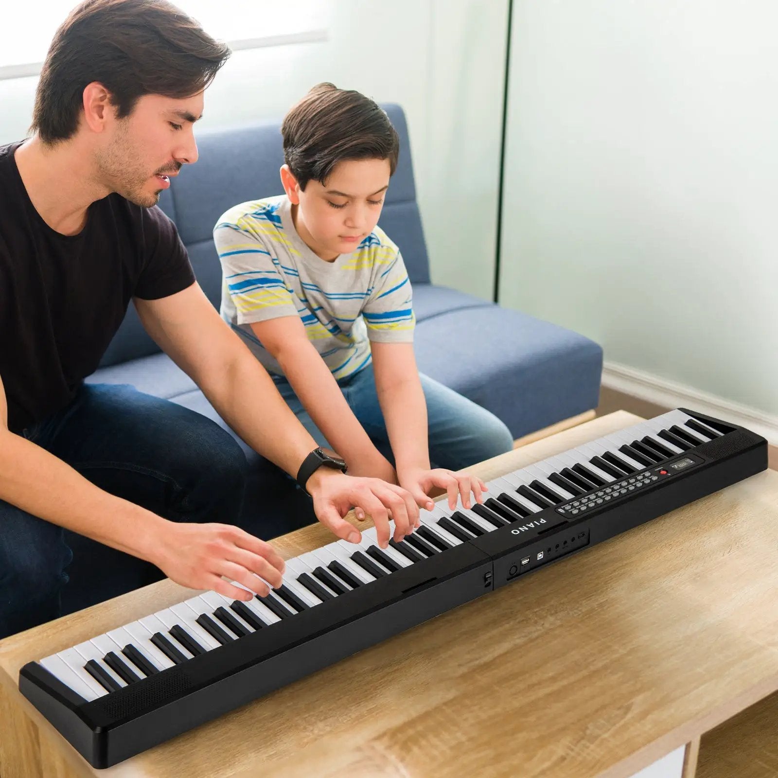 88 Key Foldable Electric Keyboard Piano with Wireless MIDI and Dual Speakers by DirectDeals
