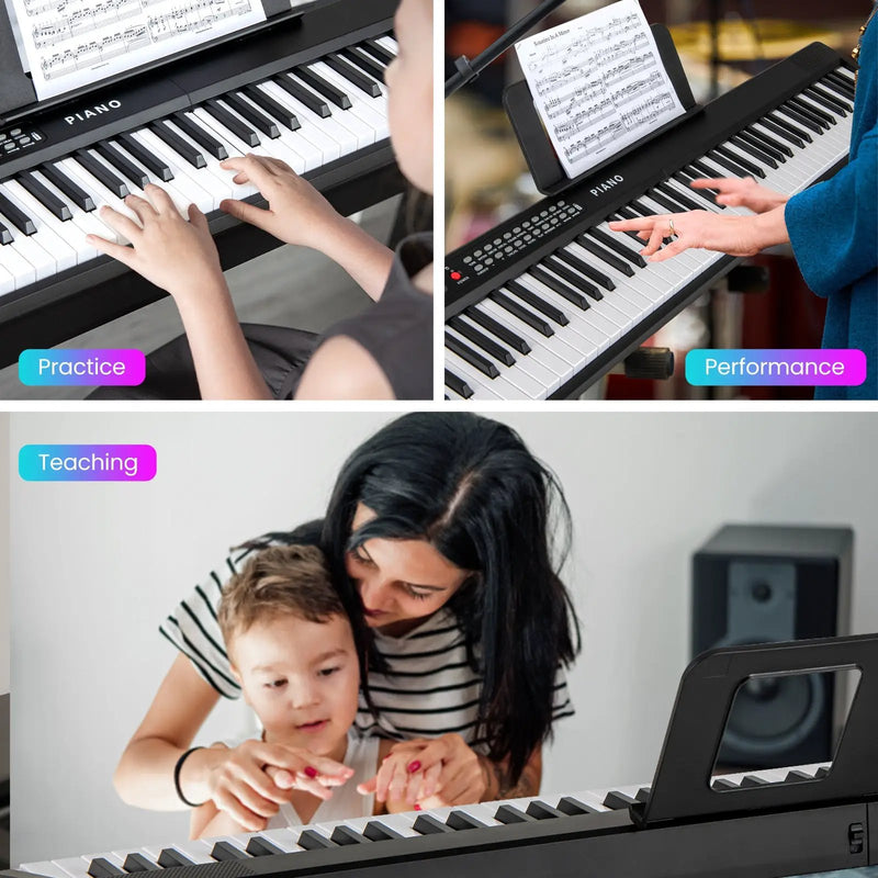 88 Key Foldable Electric Keyboard Piano with Wireless MIDI and Dual Speakers by DirectDeals