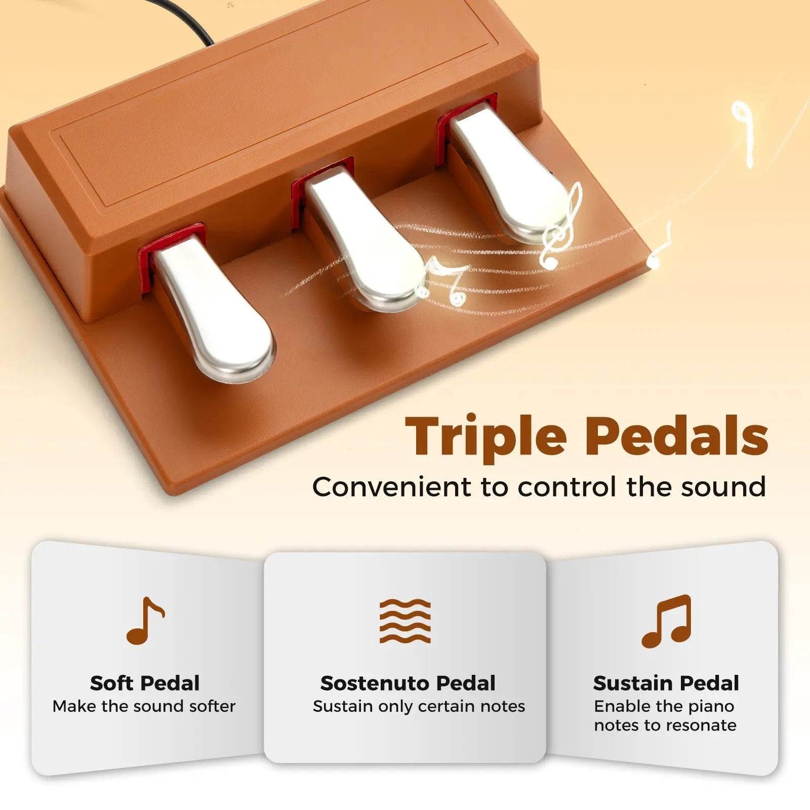 88-Key Graded Hammer Action Weighted Keyboard with Push-pull Drawer-Brown by DirectDeals