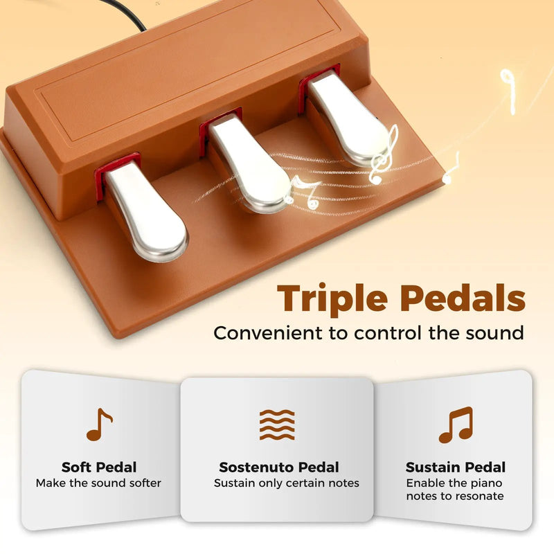 88-Key Graded Hammer Action Weighted Keyboard with Push-pull Drawer-Brown by DirectDeals