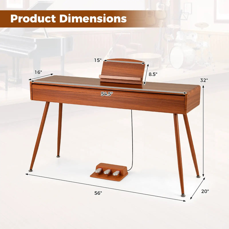 88-Key Graded Hammer Action Weighted Keyboard with Push-pull Drawer-Brown by DirectDeals