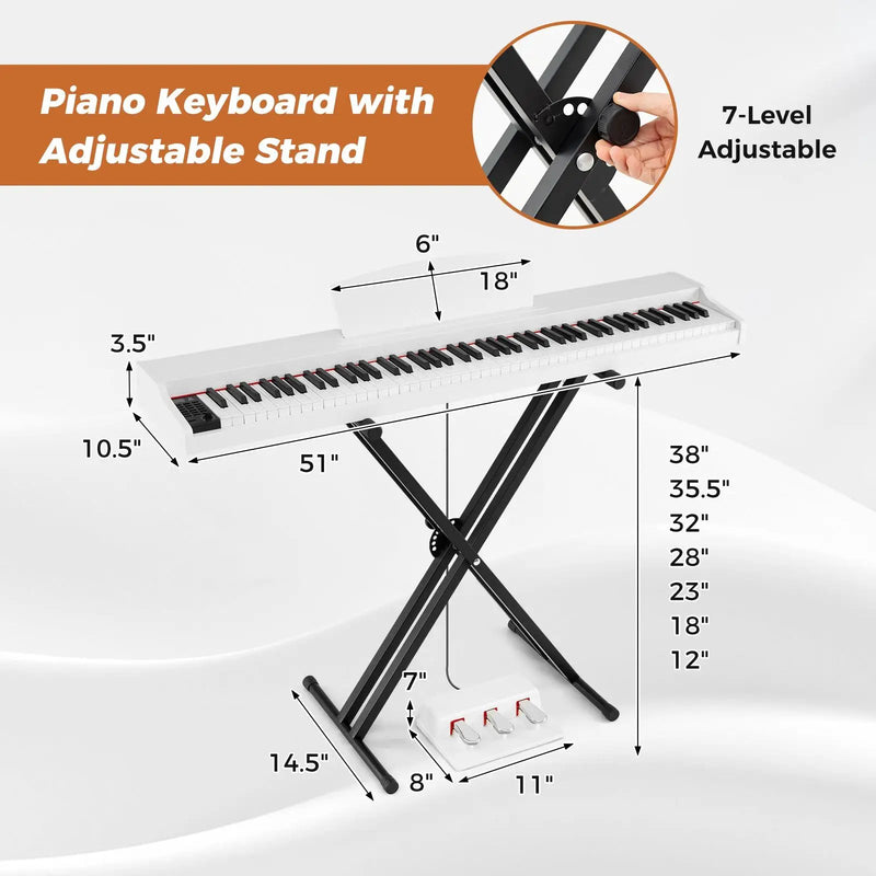 88-Key Keyboard Piano Set with Adjustable Stand by DirectDeals