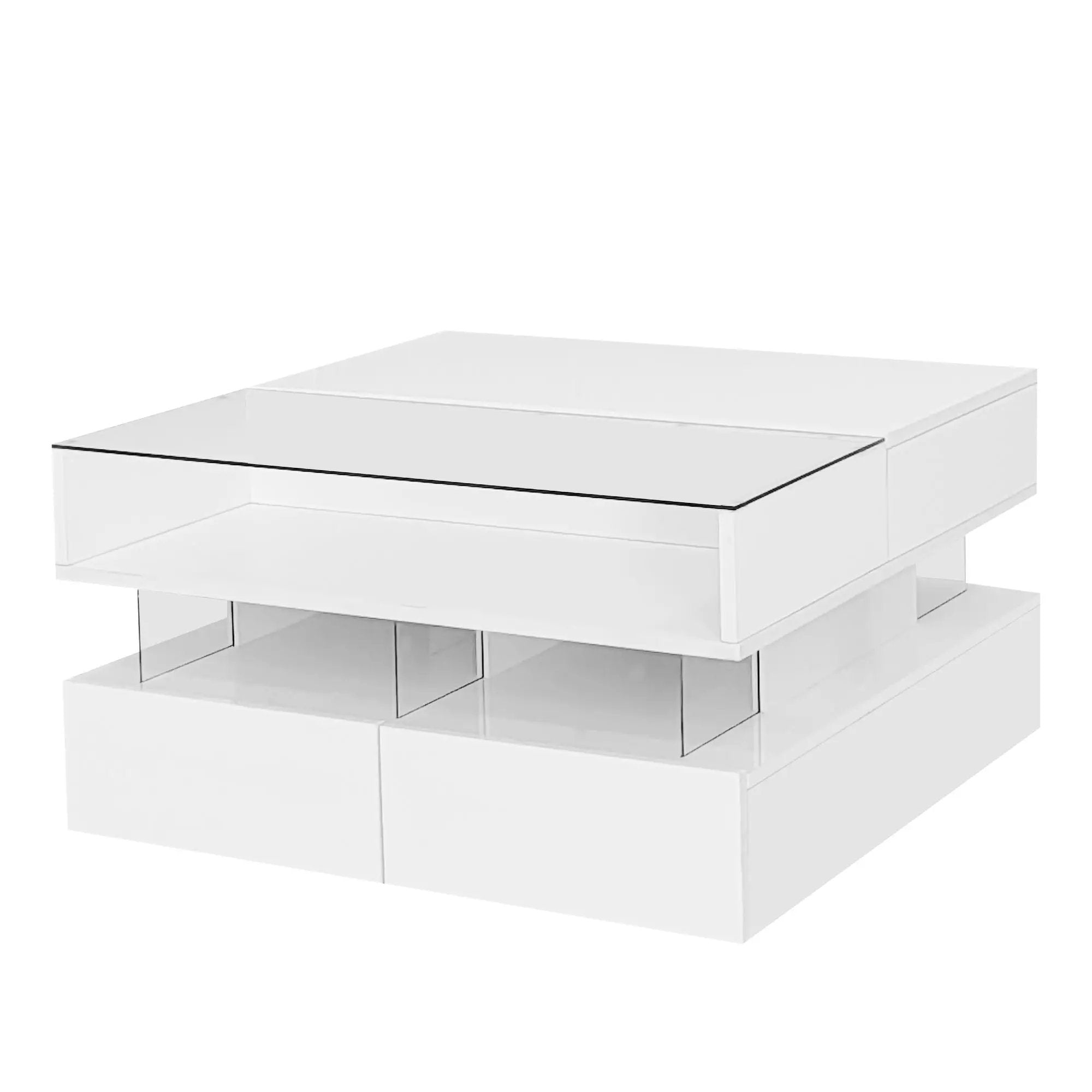 Lift Top Coffee Table With 2 Drawers, Hidden Space And LED Lights For Living Room by HouseOfZazla