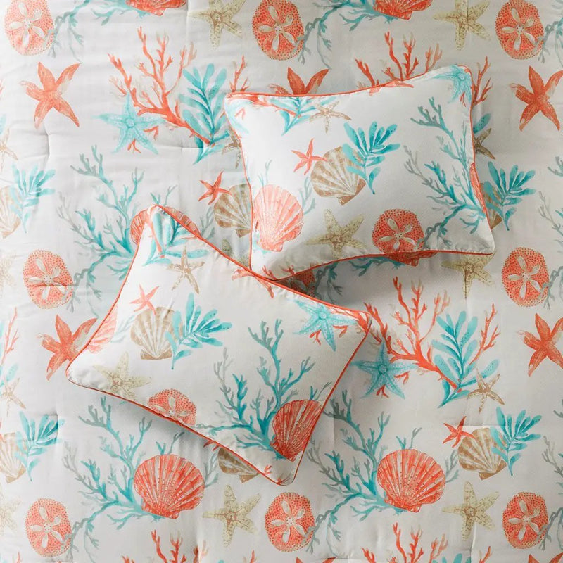 7 Piece Cotton Sateen Comforter Set Coral California King by HouseOfZazla