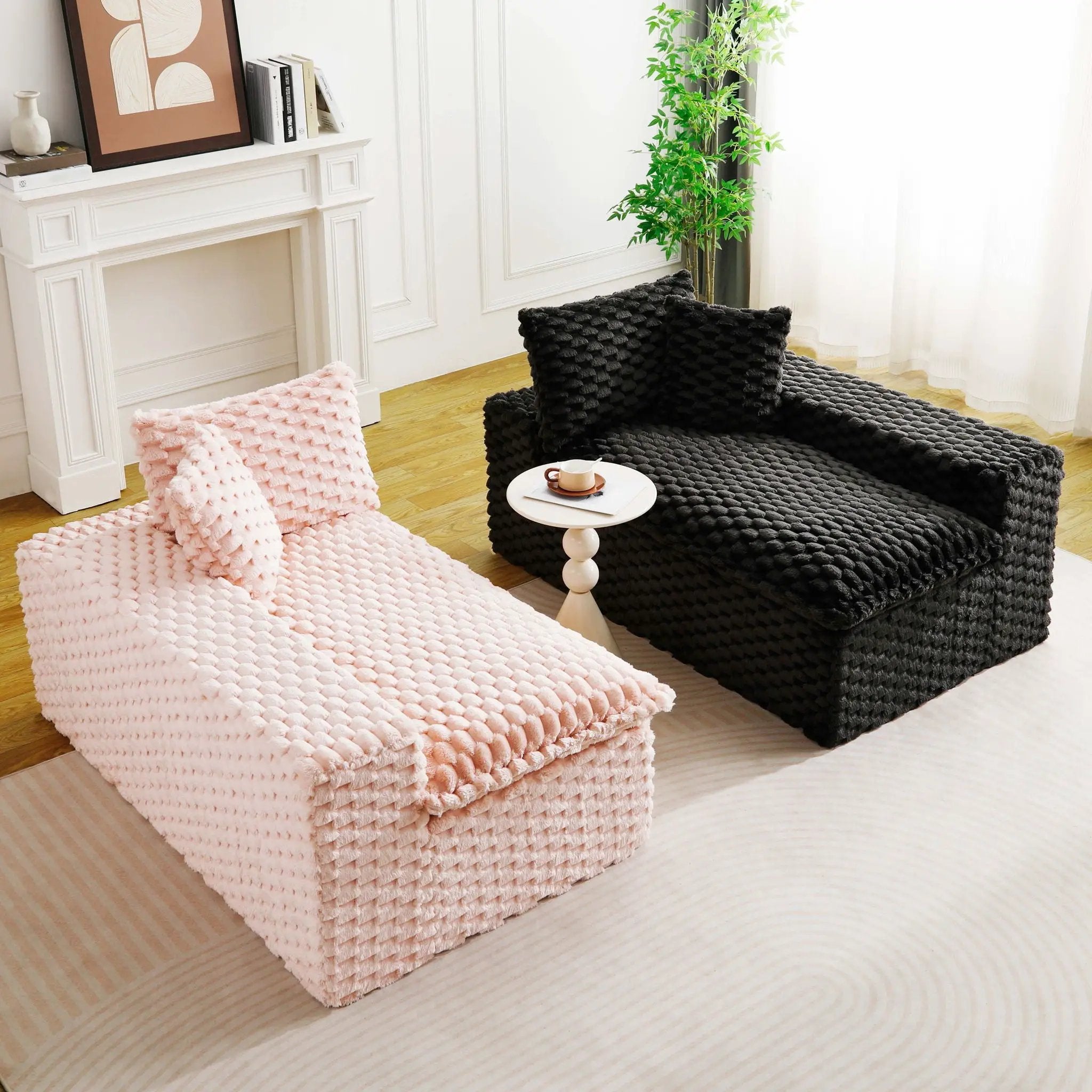 Multifunctional Sofa Pink Black, Fits 4 People by Unique Piece Furniture
