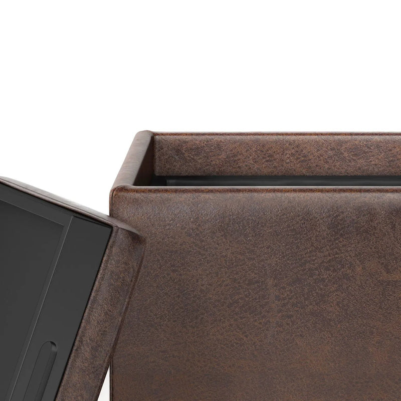 Rockwood - Upholstered Cube Storage Ottoman With Tray by HouseOfZazla