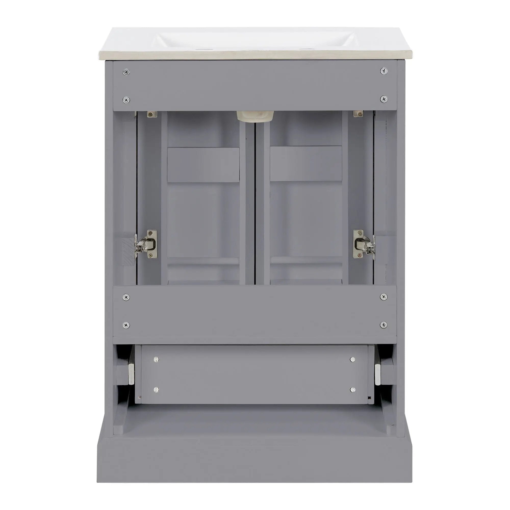 Bathroom Vanity With Sink, 1 Divided Drawer And 2 Soft Close Doors With Double Shelf