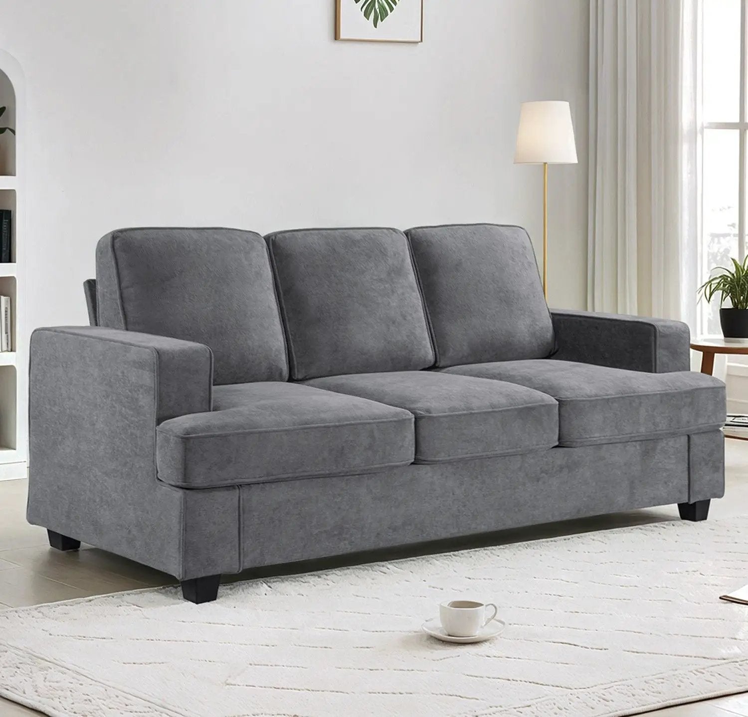 Modern Sofa, Comfortable 3 Seater Couch With Deep Seating, Loose Back Cushions, Wide Arms by Unique Piece Furniture