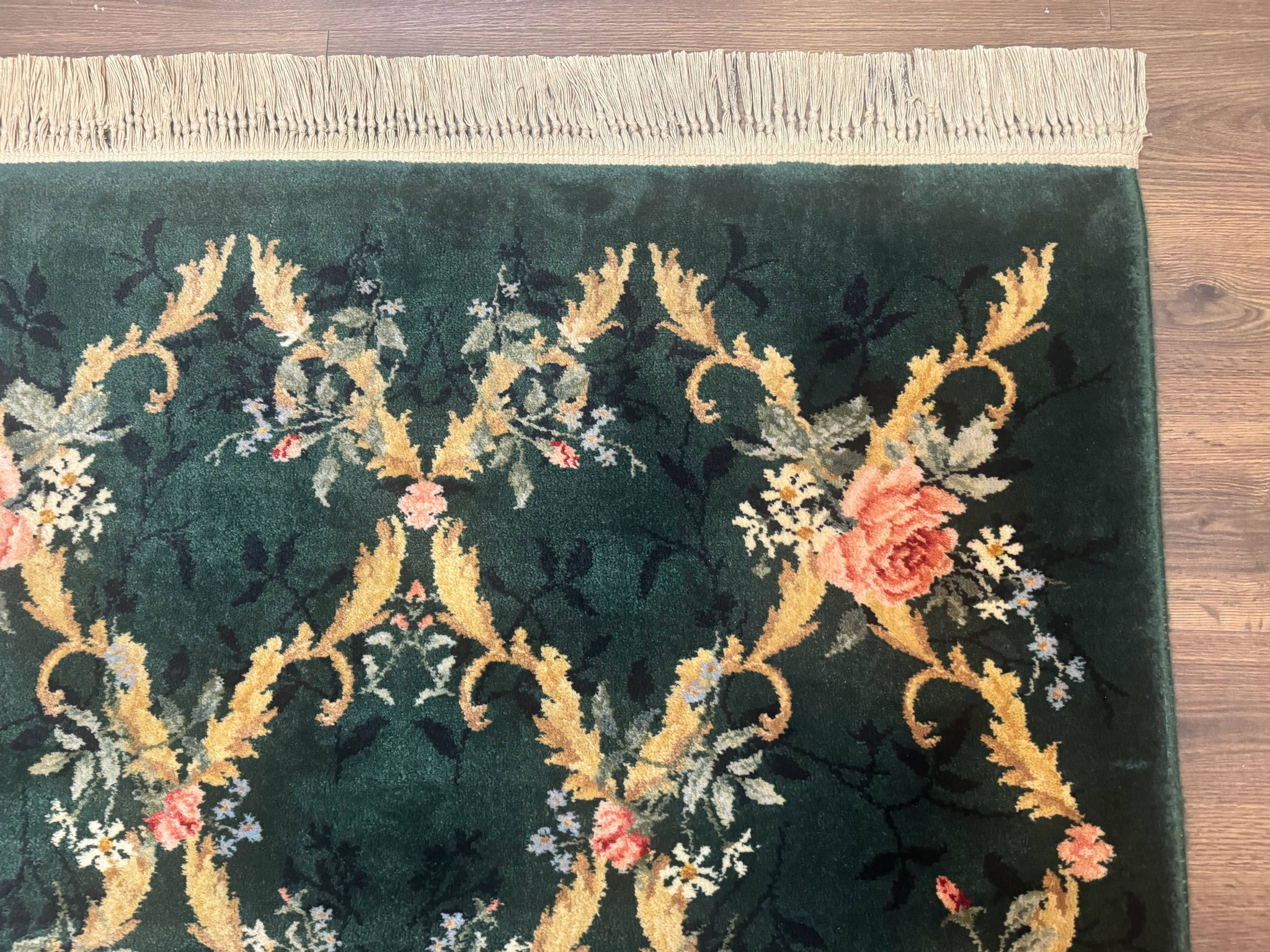 Karastan Garden of Eden Rug 4x6, Green Savonnerie 509/1733, Original Discontinued Vintage Karastan Carpet by Jewel Rugs