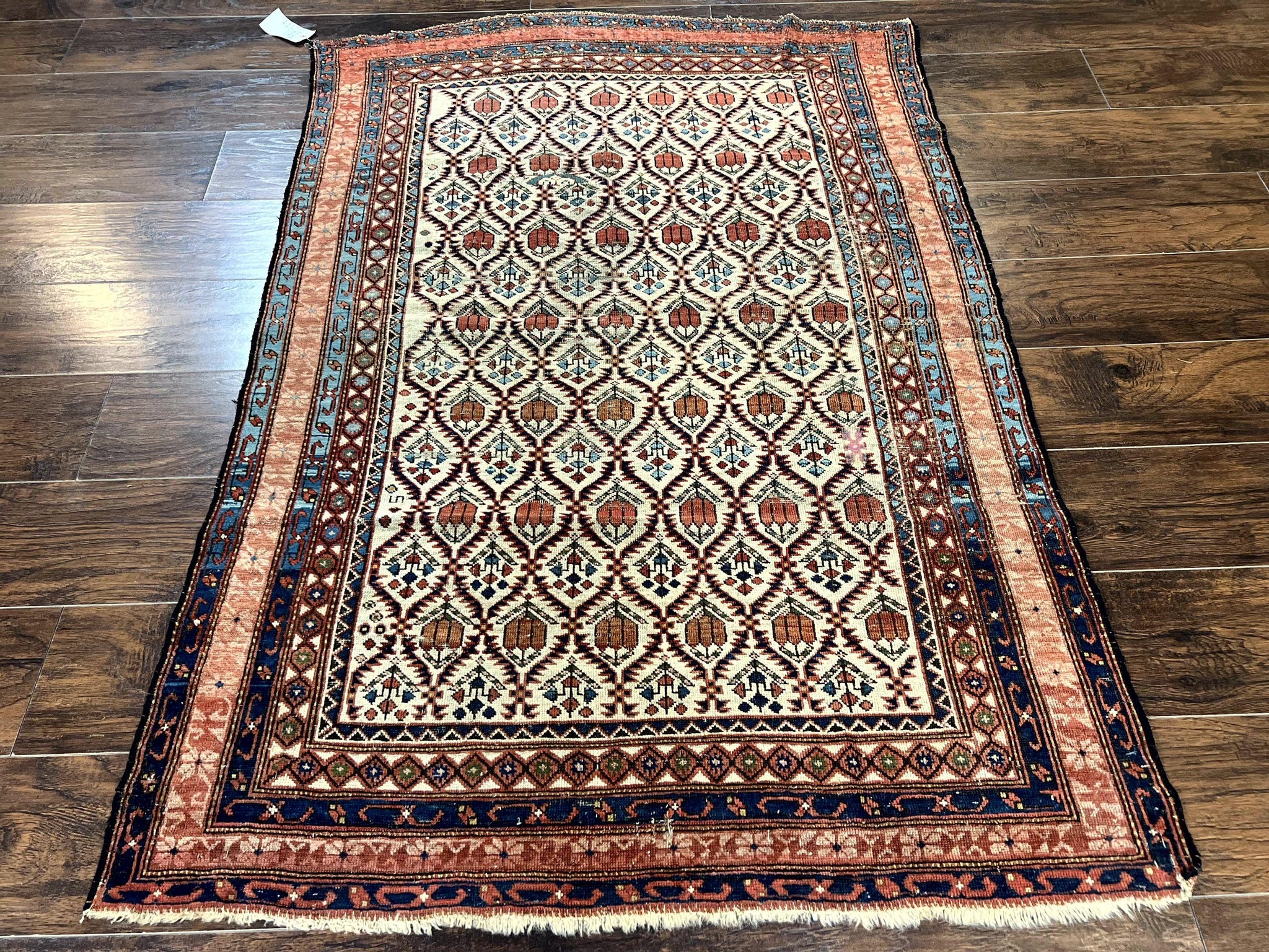 Antique Caucasian Rug 4x6, Hand Knotted Wool Carpet, Shirvan Rug by Jewel Rugs
