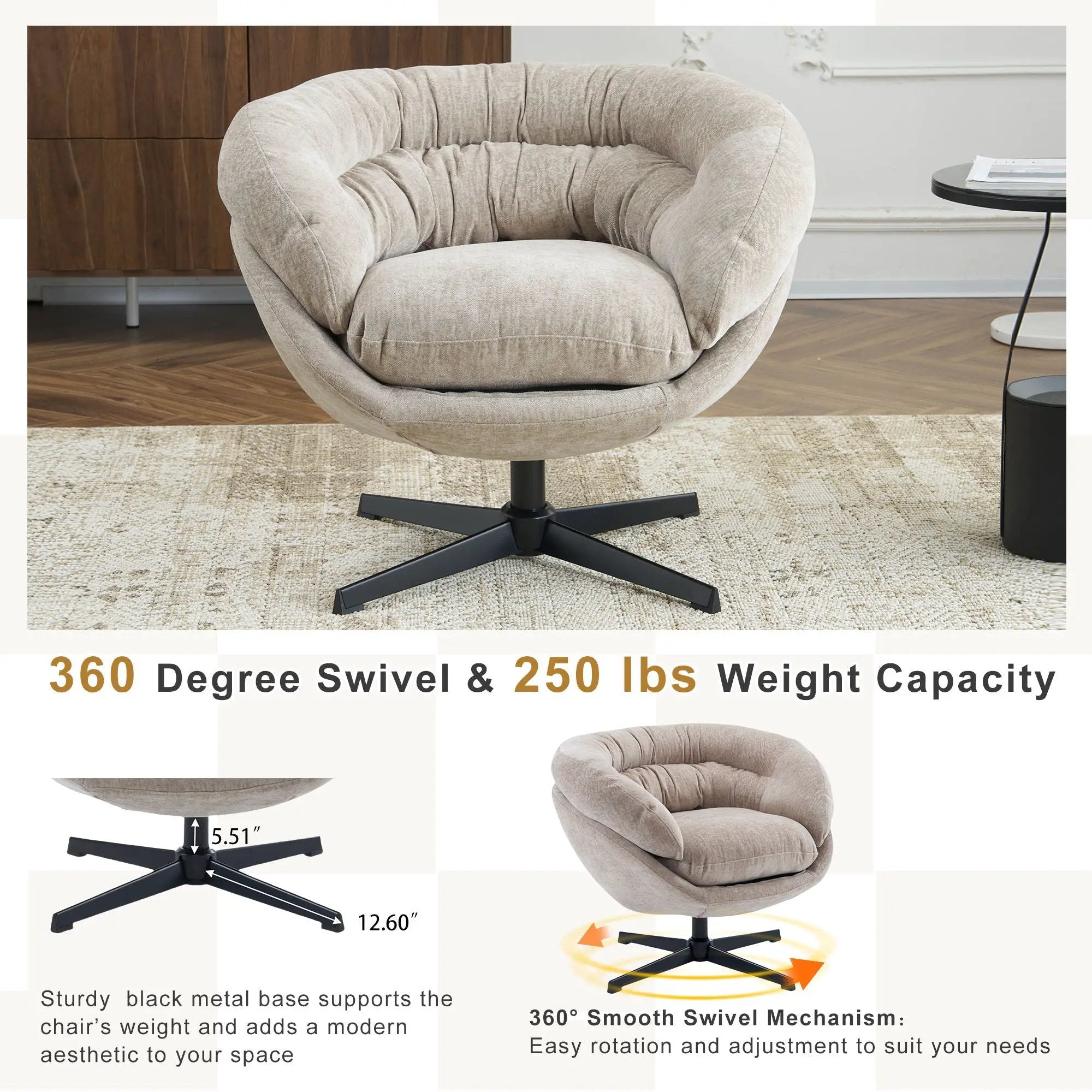 Modern Office Chair With 360 Degree Swivel by HouseOfZazla