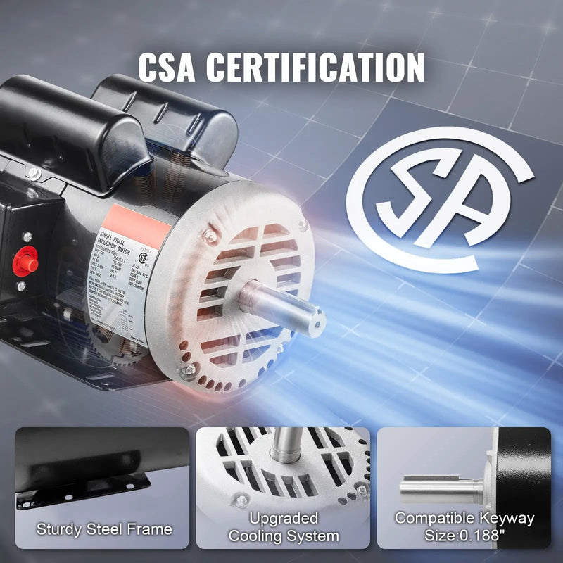 5HP Air Compressor Electric Motor 230V 25A 3450RPM CW/CCW Rotation by HouseOfZazla