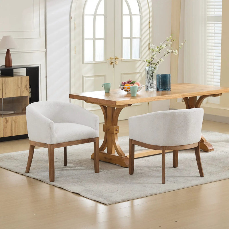 Mid Century Modern Upholstered Barrel Dining Chair with Arms by HouseOfZazla