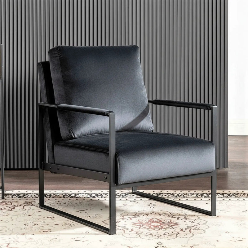Classic Mid Century Modern Accent Chair With Durable Square Metal Frame, Armchair by HouseOfZazla