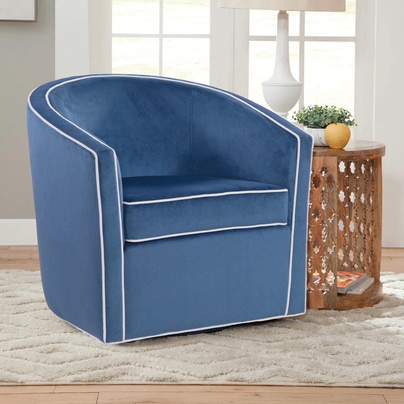 Kendall - Swivel Chair With Barrel Back Design by HouseOfZazla